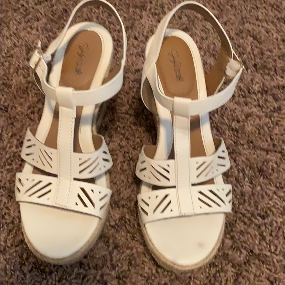 White wedge sandals